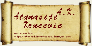 Atanasije Krnčević vizit kartica
